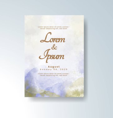 Soyut suluboya arkaplan içeren düğün davetiyesi