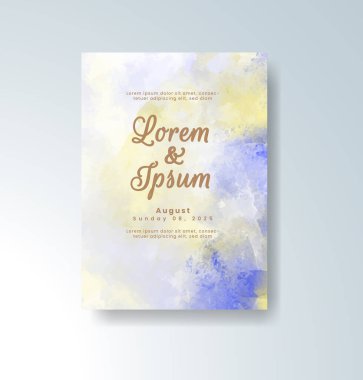 Soyut suluboya arkaplan içeren düğün davetiyesi