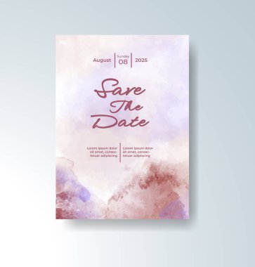 Soyut suluboya arkaplan içeren düğün davetiyesi