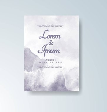 Soyut suluboya arkaplan içeren düğün davetiyesi