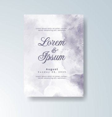 Soyut suluboya arkaplan içeren düğün davetiyesi