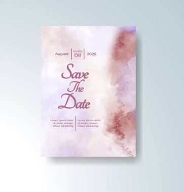 Soyut suluboya arkaplan içeren düğün davetiyesi