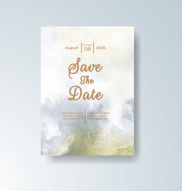 Soyut suluboya arkaplan içeren düğün davetiyesi