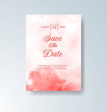 Soyut suluboya arkaplan içeren düğün davetiyesi