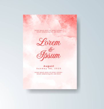 Soyut suluboya arkaplan içeren düğün davetiyesi