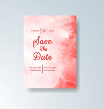 Soyut suluboya arkaplan içeren düğün davetiyesi
