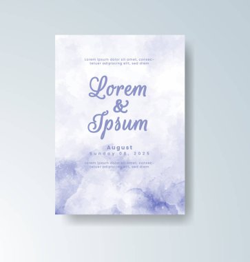 Soyut suluboya arkaplan içeren düğün davetiyesi