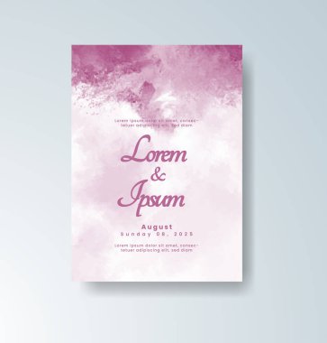 Soyut suluboya arkaplan içeren düğün davetiyesi