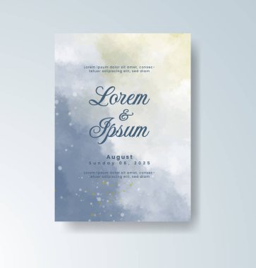 Soyut suluboya arkaplan içeren düğün davetiyesi