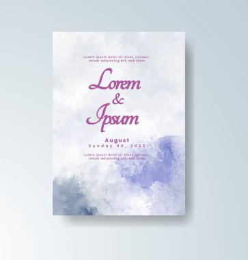 Soyut suluboya arkaplan içeren düğün davetiyesi