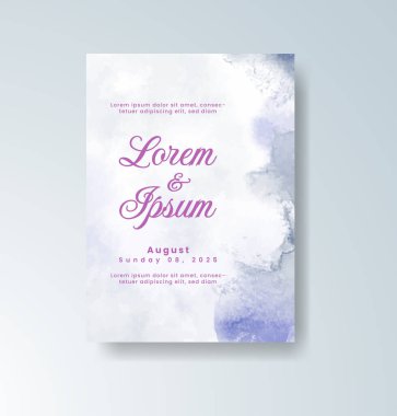 Soyut suluboya arkaplan içeren düğün davetiyesi