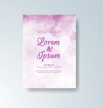 Soyut suluboya arkaplan içeren düğün davetiyesi