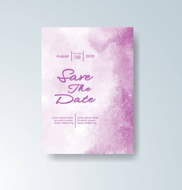 Soyut suluboya arkaplan içeren düğün davetiyesi