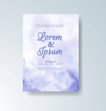 Soyut suluboya arkaplan içeren düğün davetiyesi
