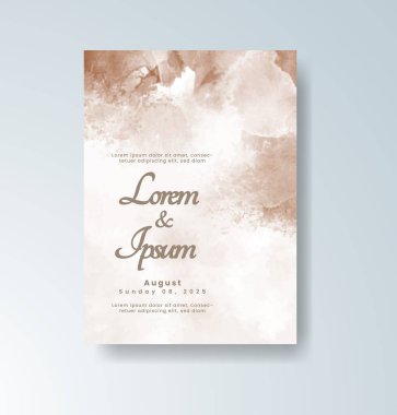 Soyut suluboya arkaplan içeren düğün davetiyesi