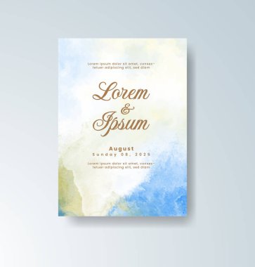 Soyut suluboya arkaplan içeren düğün davetiyesi