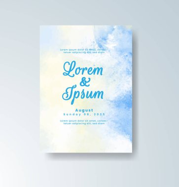 Soyut suluboya arkaplan içeren düğün davetiyesi