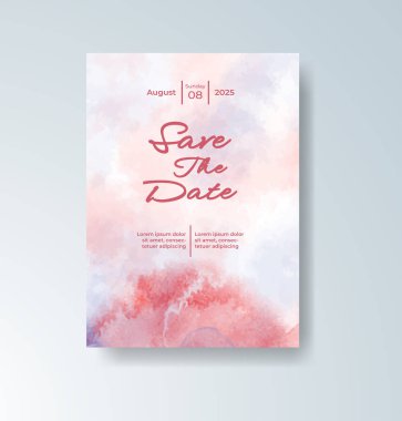 Soyut suluboya arkaplan içeren düğün davetiyesi