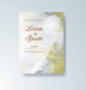 Soyut suluboya arkaplan içeren düğün davetiyesi