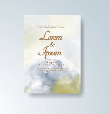 Soyut suluboya arkaplan içeren düğün davetiyesi