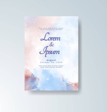 Soyut suluboya arkaplan içeren düğün davetiyesi