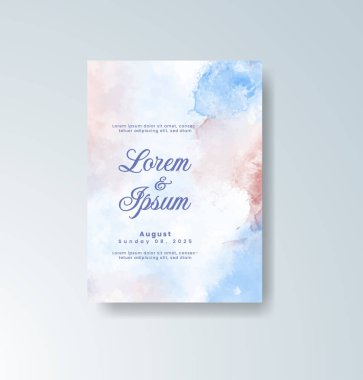 Soyut suluboya arkaplan içeren düğün davetiyesi