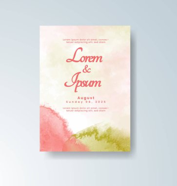 Soyut suluboya arkaplan içeren düğün davetiyesi