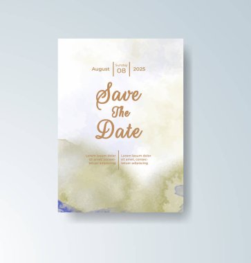 Soyut suluboya arkaplan içeren düğün davetiyesi