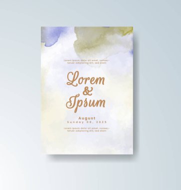 Soyut suluboya arkaplan içeren düğün davetiyesi