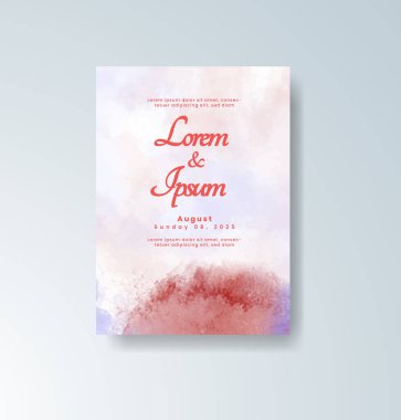 Soyut suluboya arkaplan içeren düğün davetiyesi