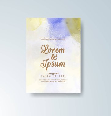 Soyut suluboya arkaplan içeren düğün davetiyesi