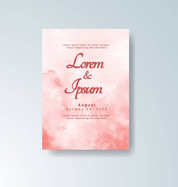 Soyut suluboya arkaplan içeren düğün davetiyesi