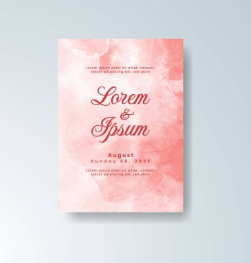 Soyut suluboya arkaplan içeren düğün davetiyesi