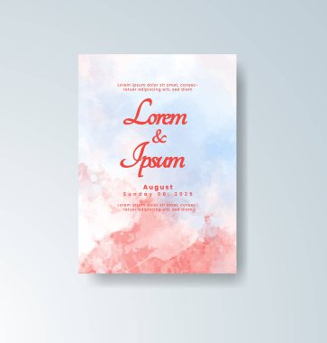 Soyut suluboya arkaplan içeren düğün davetiyesi