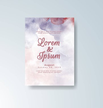 Soyut suluboya arkaplan içeren düğün davetiyesi