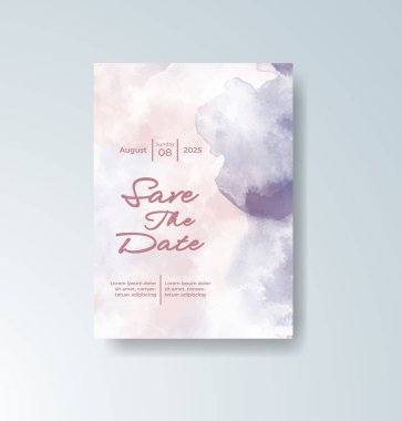 Soyut suluboya arkaplan içeren düğün davetiyesi