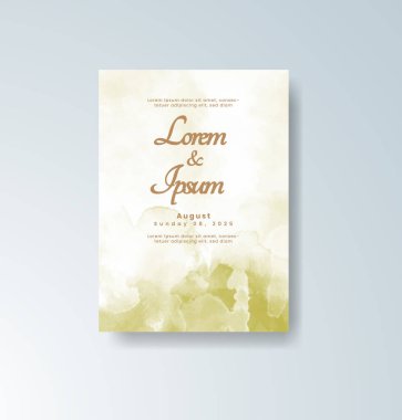 Soyut suluboya arkaplan içeren düğün davetiyesi