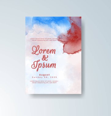 Soyut suluboya arkaplan içeren düğün davetiyesi