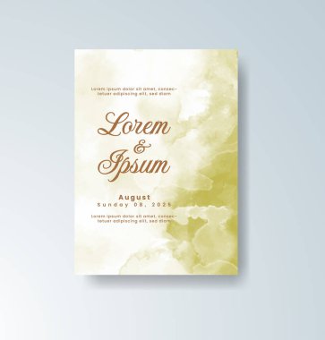 Soyut suluboya arkaplan içeren düğün davetiyesi