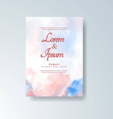 Soyut suluboya arkaplan içeren düğün davetiyesi