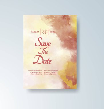 Soyut suluboya arkaplan içeren düğün davetiyesi