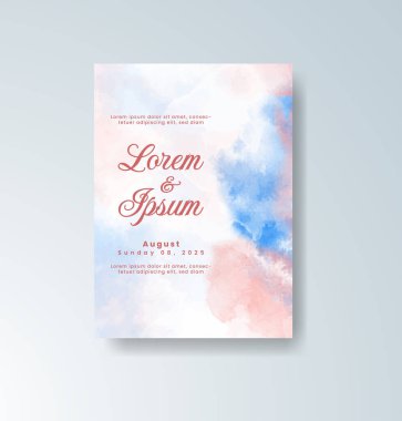 Soyut suluboya arkaplan içeren düğün davetiyesi