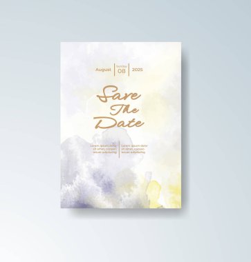 Soyut suluboya arkaplan içeren düğün davetiyesi