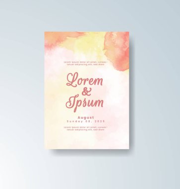 Soyut suluboya arkaplan içeren düğün davetiyesi