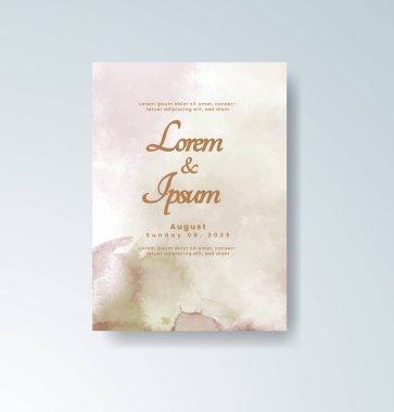 Soyut suluboya arkaplan içeren düğün davetiyesi