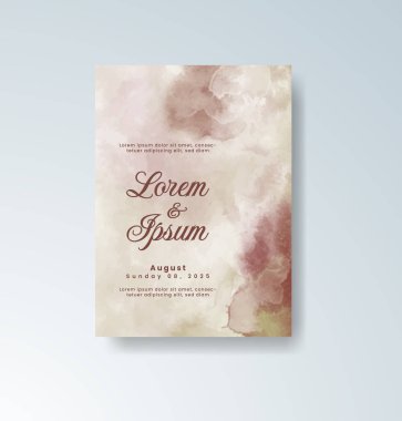 Soyut suluboya arkaplan içeren düğün davetiyesi