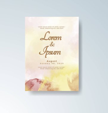 Soyut suluboya arkaplan içeren düğün davetiyesi