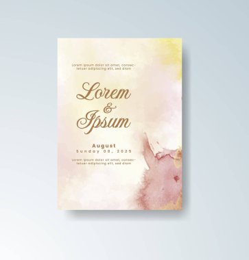 Soyut suluboya arkaplan içeren düğün davetiyesi