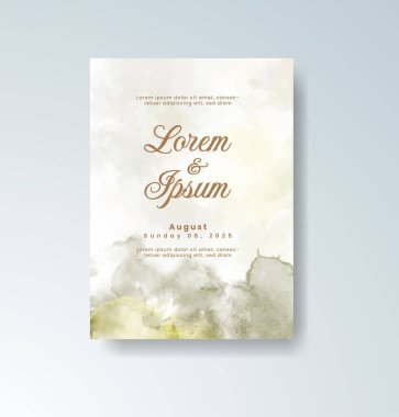 Soyut suluboya arkaplan içeren düğün davetiyesi