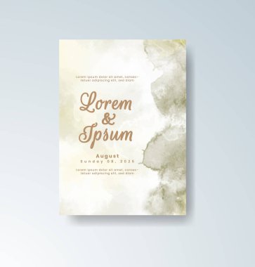 Soyut suluboya arkaplan içeren düğün davetiyesi